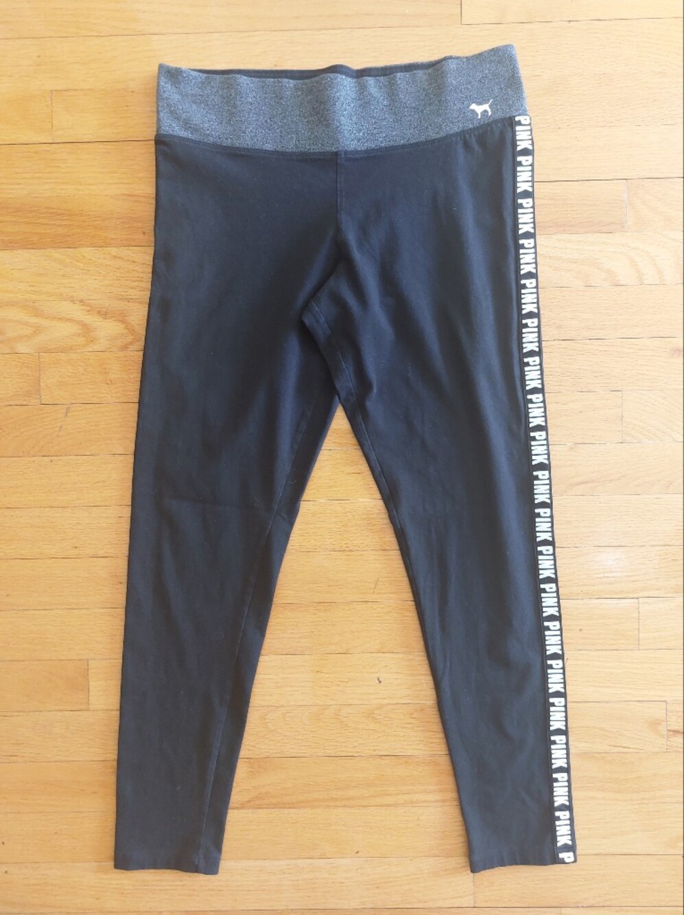 Victoria's Secret PINK Black Yoga Leggings with Logo Waistband